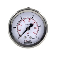 مانومتر | گیج فشار صفحه 6 سانتیمتر بدنه استیل پایه برنجی عمودی POWERCONTROL P.232.63
